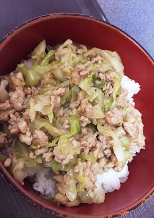 簡単♪鶏挽肉とキャベツの和風あんかけ丼-レシピのメイン写真