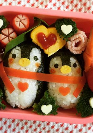 キャラ弁☆仲良しペンギン♡バレンタイン♡-レシピのメイン写真