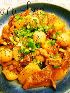 豚肉と長芋とうずらの胡麻照りペッパー炒め-レシピのメイン写真