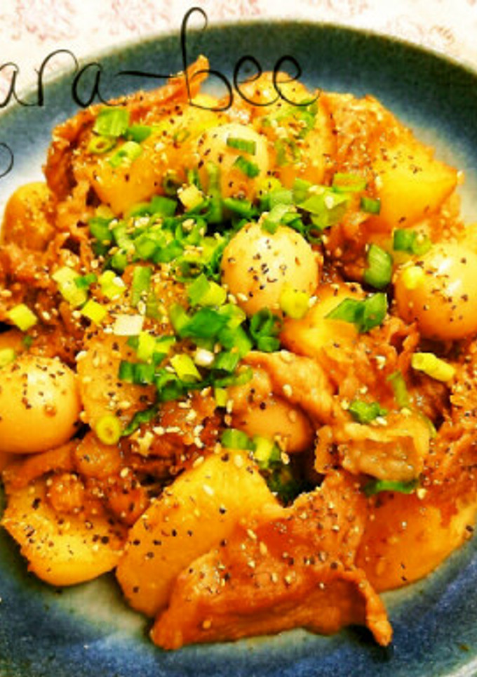 豚肉と長芋とうずらの胡麻照りペッパー炒め-レシピのメイン写真