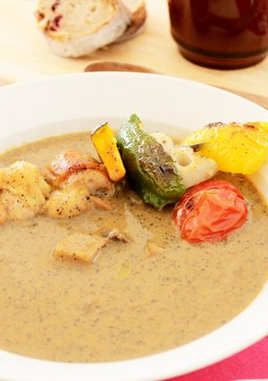 グリル野菜と黒ゴマ豆乳スープカレー-レシピのメイン写真