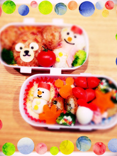 お弁当簡単クリスマス雪だるまダッフィー-レシピのメイン写真