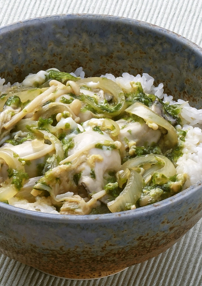 牡蠣と青のりの玉子とじ丼-レシピのメイン写真