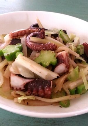 タコと野菜のガーリックペッパーソテー-レシピのメイン写真
