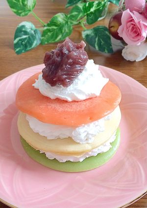ひな祭りに♡ひしもち風ホットケーキ-レシピのメイン写真