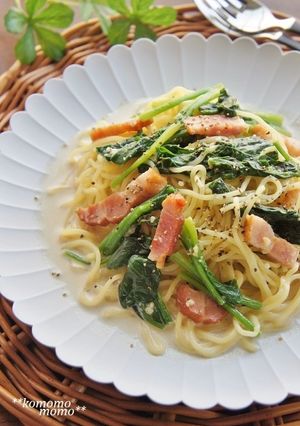 ほうれん草とベーコンのクリーミー焼きそば-レシピのメイン写真