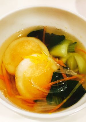 野菜スープに揚げ焼き餅入れたん-レシピのメイン写真