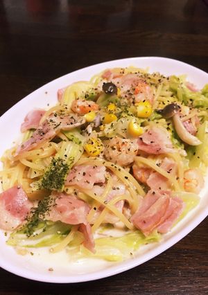 キャベツとベーコンの満足クリームパスタ♪-レシピのメイン写真