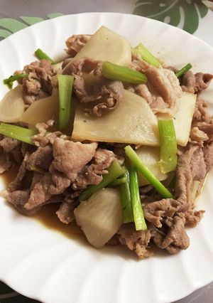 かぶと豚肉の簡単ガーリックマーガリン炒め-レシピのメイン写真