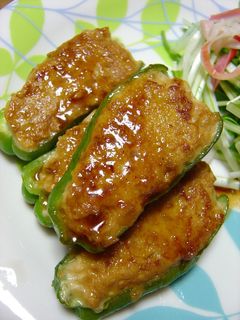 ピーマンの肉詰め照り焼き風-レシピのメイン写真