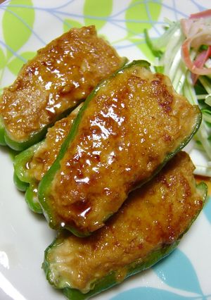 ピーマンの肉詰め照り焼き風-レシピのメイン写真