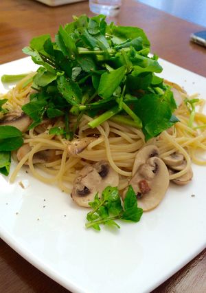クレソンとマッシュルームのパスタ-レシピのメイン写真