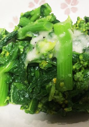 春野菜☆菜の花の焼ねぎドレッシング和え♪-レシピのメイン写真