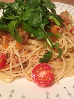 ツナとパクチーのエスニックパスタ-レシピのメイン写真