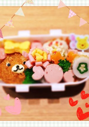 遠足キャラ弁簡単おかずスイーツ風お弁当-レシピのメイン写真