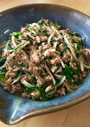モヤシ、ニラ、春雨とひき肉の炒め物♡-レシピのメイン写真