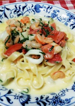 クリームソースのシーフードパスタ-レシピのメイン写真