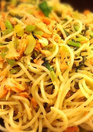 カブの葉とシャケとジャコのご馳走パスタ☆-レシピのメイン写真