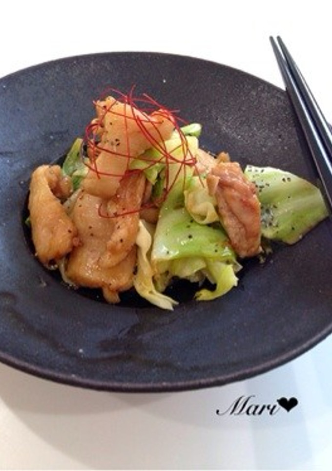 【節約・簡単】鶏皮キャベツの焼肉ダレ炒め-レシピのメイン写真