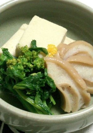 高野豆腐と車麩と菜の花の含め煮-レシピのメイン写真