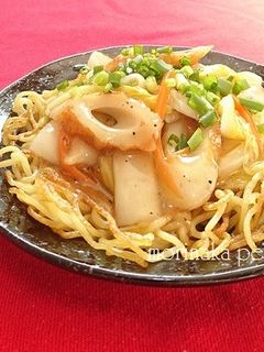 簡単!白菜とちくわのあんかけ焼きそば-レシピのメイン写真