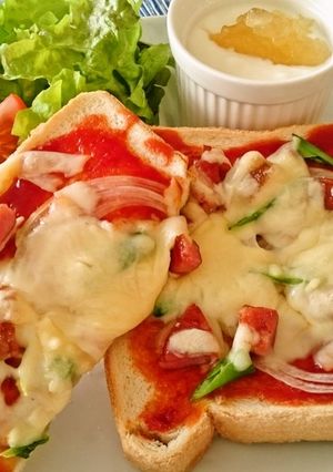 ノンメタポークジャーキーのピザトースト-レシピのメイン写真