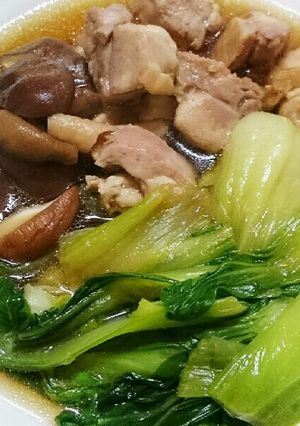 チンゲン菜と鶏肉と冷凍しいたけ煮-レシピのメイン写真