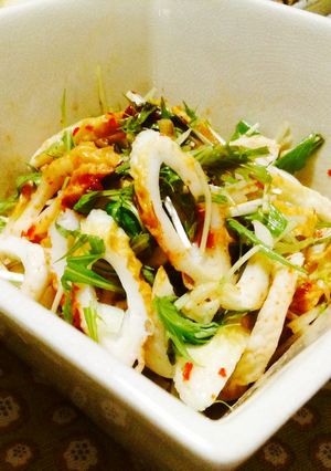 ネギ水菜たっぷりの竹輪豆板醤サラダ-レシピのメイン写真