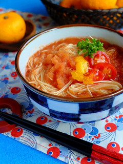 柚子味噌みぞれの酸っぱいトマトにゅう麺。-レシピのメイン写真
