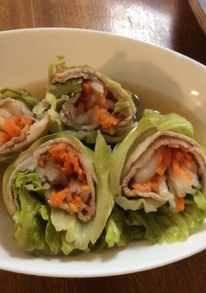 お餅と豚バラのロールキャベツ-レシピのメイン写真