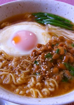 朝ラー・納豆・目玉焼き乗せ!!-レシピのメイン写真