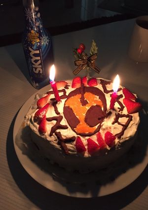 仮面ライダゴーストネクロムブーストケーキ-レシピのメイン写真