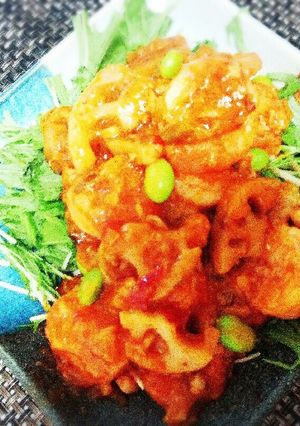 レンコン入り海老チリ-レシピのメイン写真