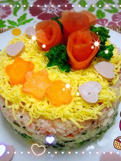ひな祭りに♡ちらし寿司ケーキ-レシピのメイン写真