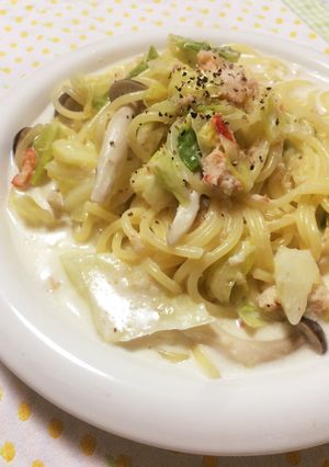 フライパン一つで☆カニのクリームスパ-レシピのメイン写真