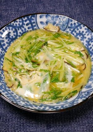 レンジで簡単！2分で水菜の卵とじ-レシピのメイン写真