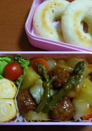 簡単！ミートボールde酢豚風☆弁当-レシピのメイン写真