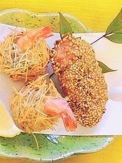エビのイガ揚げ&鶏ささみゴマ揚げ-レシピのメイン写真