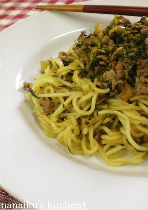 高菜とひき肉のにんにく醤油焼きそば-レシピのメイン写真