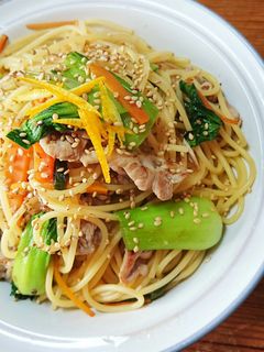 チンゲン菜と豚肉の和風パスタ-レシピのメイン写真