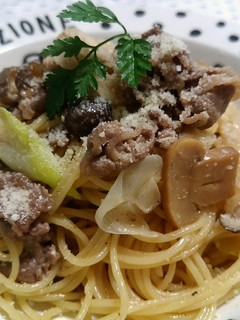 牛肉とマッシュルームのクリームパスタ-レシピのメイン写真