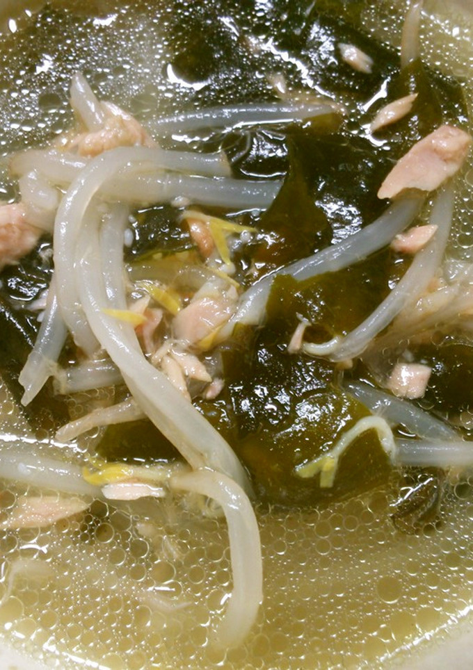 節約もやしとワカメ ツナの簡単中華スープ-レシピのメイン写真
