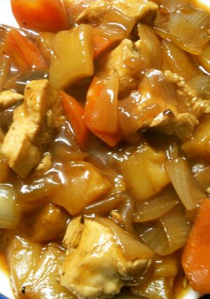 鶏肉と玉ねぎ人参 パイナップルの酢豚風♪-レシピのメイン写真