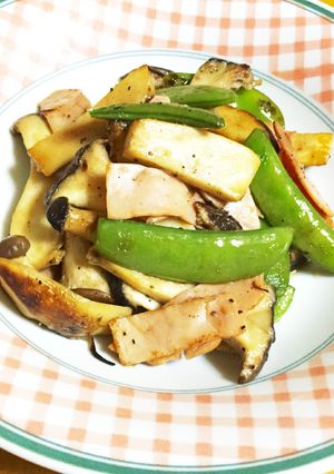 エリンギ&絹さや&ハムのバター醤油炒め-レシピのメイン写真