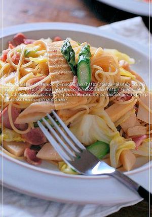 たけのこ＆春キャベツの中華風パスタ-レシピのメイン写真