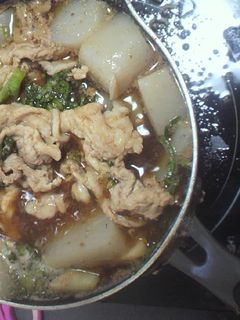 春菊と、余った豚肉ですきやき鍋-レシピのメイン写真