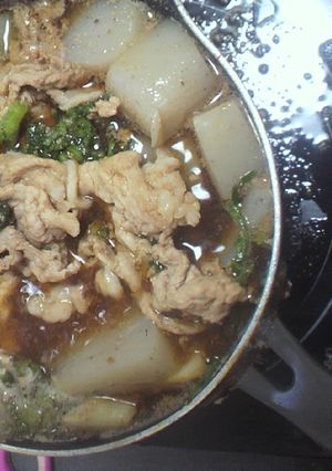 春菊と、余った豚肉ですきやき鍋-レシピのメイン写真