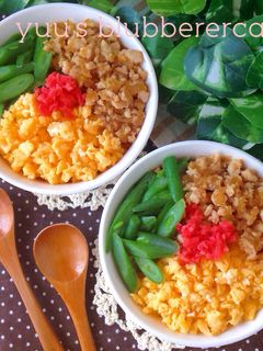 秘密兵器で失敗なし!炒り卵&鶏そぼろ丼♡-レシピのメイン写真