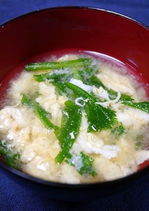 簡単！やさしい春菊と卵の味噌汁-レシピのメイン写真