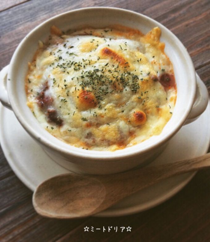 簡単アレンジ ミートドリア 簡単アレンジ ミートドリア ハチ食品 【あまったご飯で簡単アレンジ